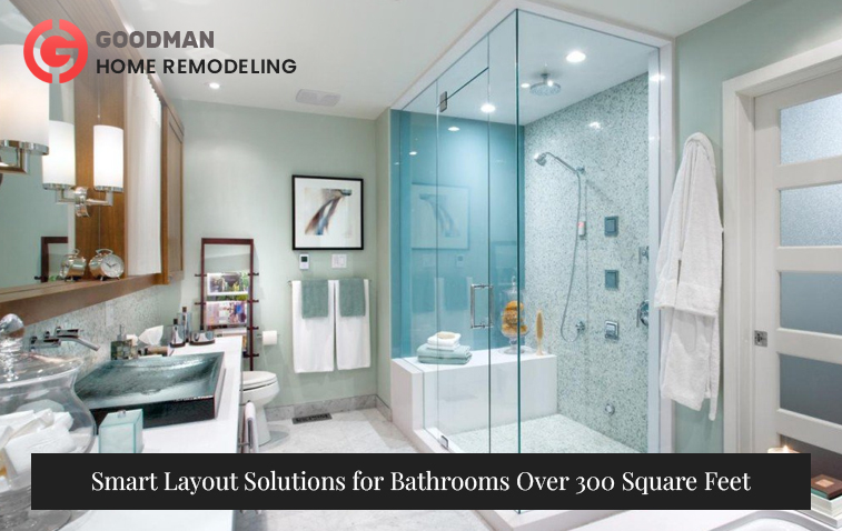 Spacious bathroom layout with separate wet and dry areas