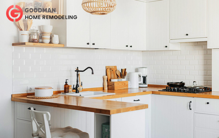 Eco-friendly kitchen with sustainable materials, and modern design.